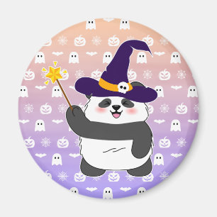 Imán Halloween Curte Baby Panda Witch Magic Wand