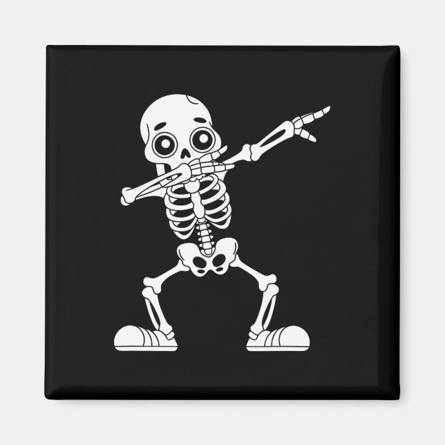 Imán Halloween Dabbing Skeleton Skull Men Boys Te (Frente)