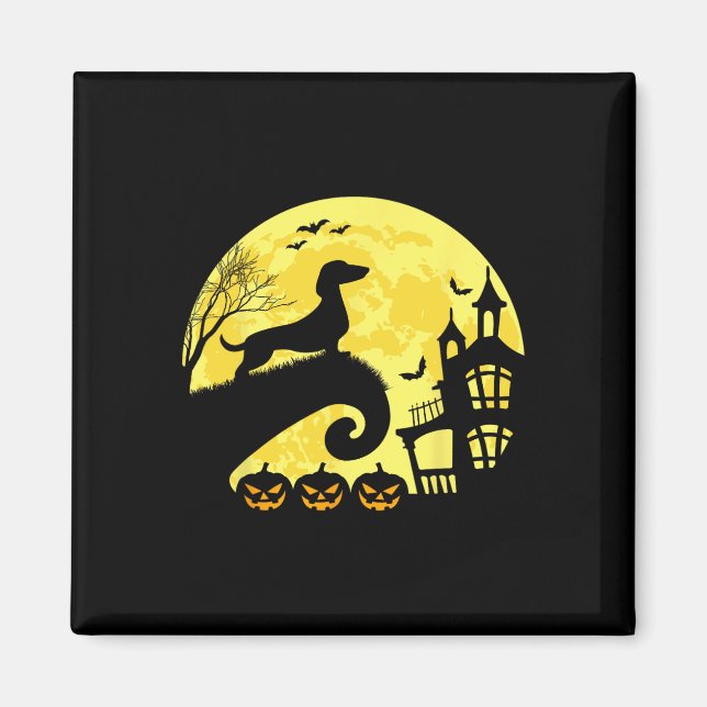 Imán Halloween Dachshund Weenie Wiener Moonshine Sausag (Frente)