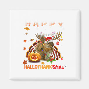 Imán Halloween De Ardilla Y Feliz Hallo De Navidad