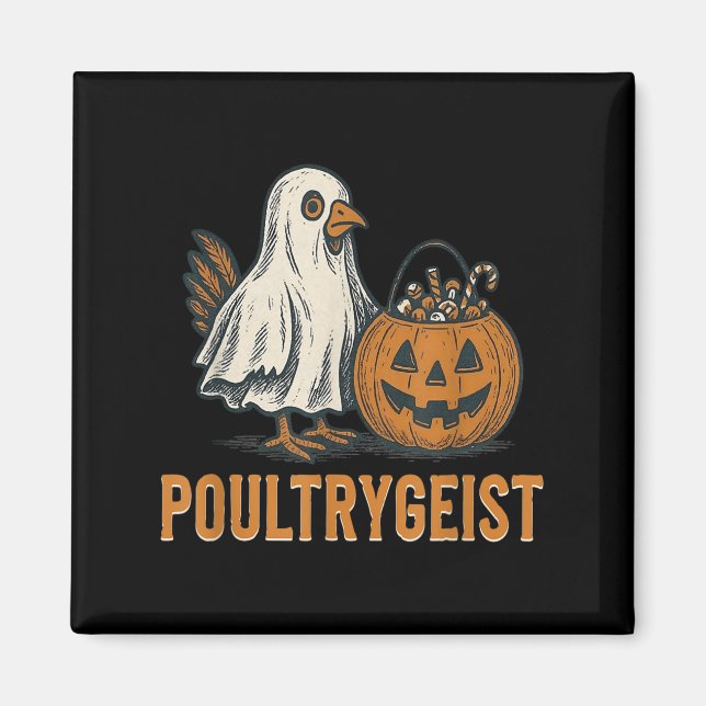 Imán Halloween de calabaza de pollo de pollo fantasma d (Frente)