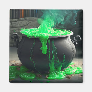 Imán Halloween de Cauldron, una bruja torpe