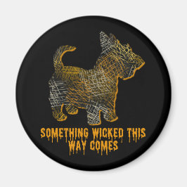 Imán Halloween de diversión de perro salvaje escocés