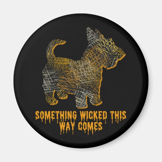 Imán Halloween de diversión de perro salvaje escocés (Frente)