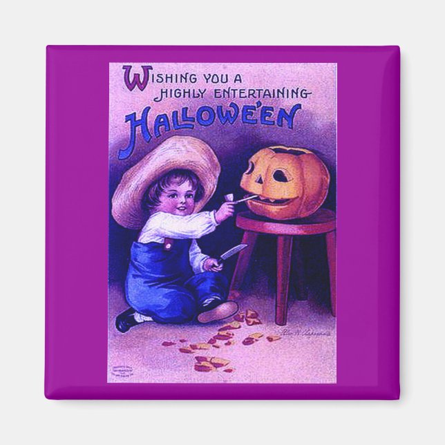 Imán Halloween de entretenimiento vintage (Frente)