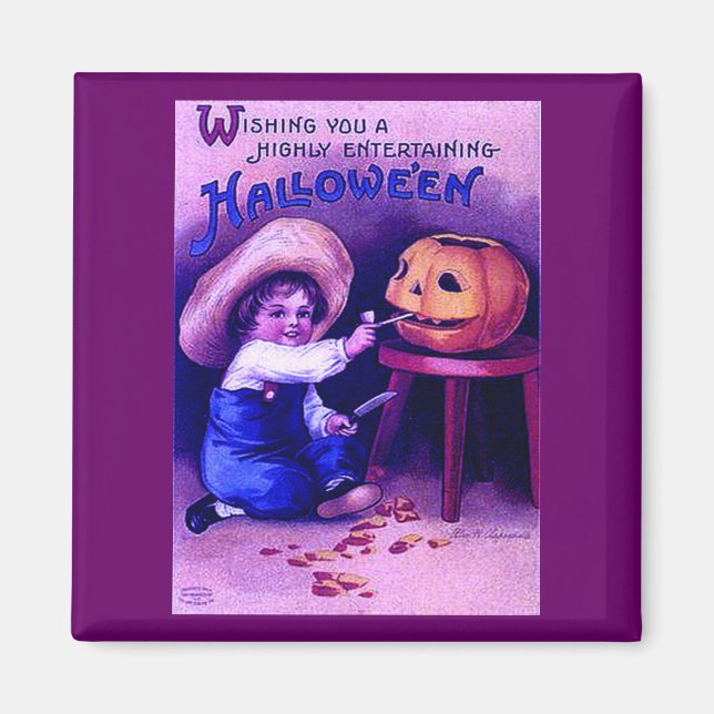 Imán Halloween de entretenimiento vintage (Frente)