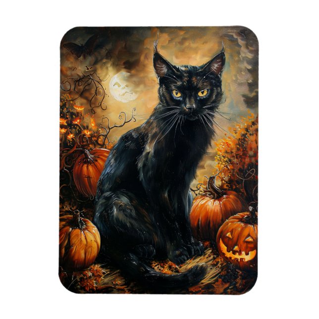 Imán Halloween de Gato Negro espeluznante flexible (Vertical)