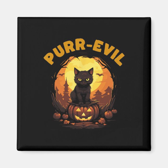 Imán Halloween de gatos perverso pervertido (Frente)