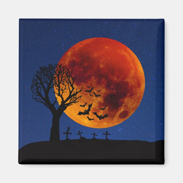Imán Halloween de la luna de cosecha (Frente)