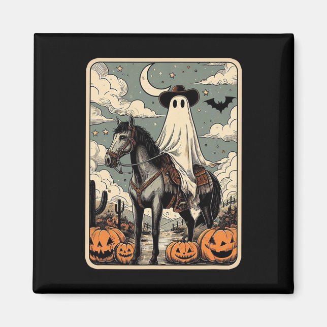 Imán Halloween de la tarjeta Tarot de Fantasma Caballo  (Frente)