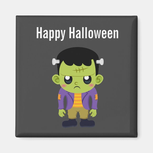 Imán Halloween de Monstruo Frankenstein Verde (Frente)