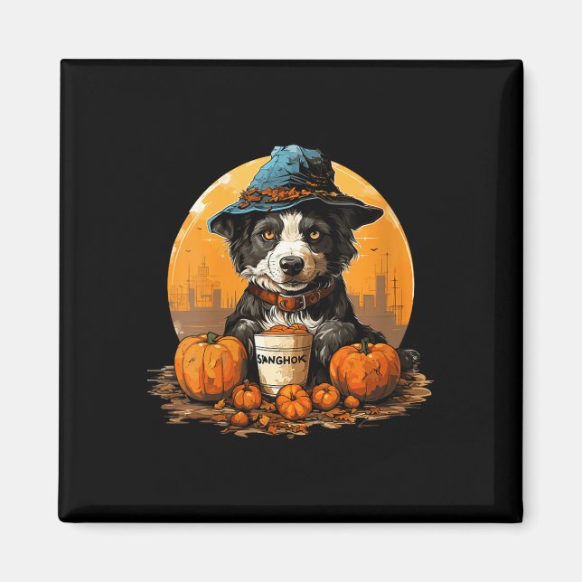 Imán Halloween de perro de mujer  (Frente)