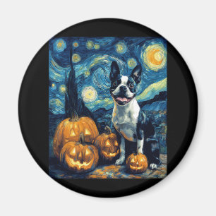 Imán Halloween de Perro Terrier de Boston Jack O Lanter