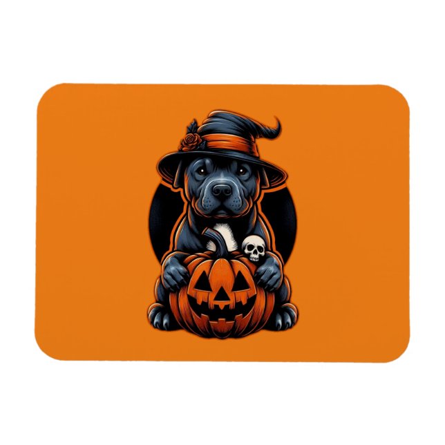 Imán Halloween de perros - Bruja de Pitbull (Horizontal)