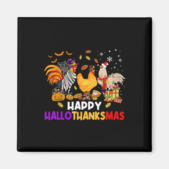Imán Halloween de pollo Feliz Hallothanksmas otoño Chri (Frente)