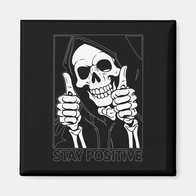 Imán Halloween de Stay Positive Skeleton Grim Reaper (Frente)
