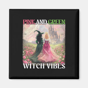 Imán Halloween de Testigos de Brujas Rosa Y Verde