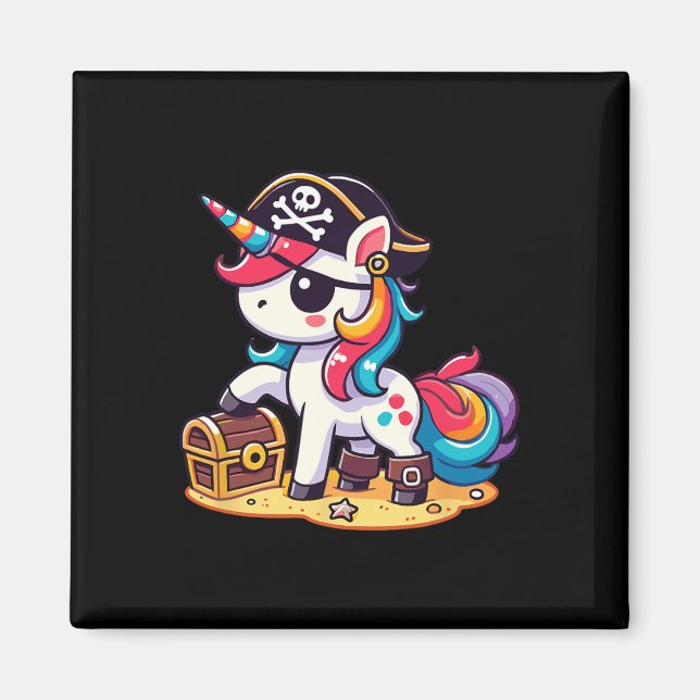 Imán Halloween del disfraz pirata de unicornio (Frente)