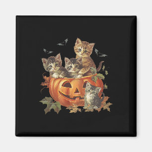 Imán Halloween del gato retro del gato calabaza de los