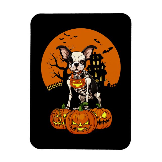 Imán Halloween del perro de Boston Terrier (Vertical)