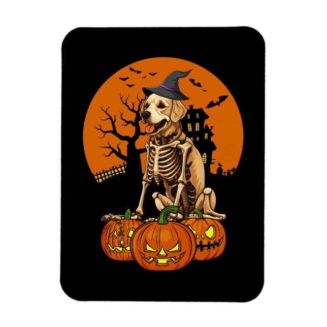 Imán Halloween del perro de la recuperación de oro (Vertical)