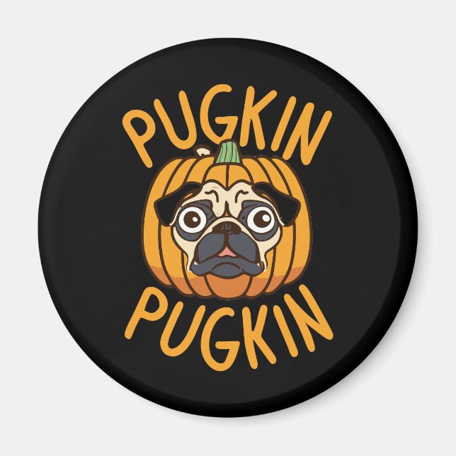 Imán Halloween del perro Pugkin Pug (Frente)