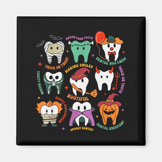 Imán Halloween Dental Boo Crew Dentist Costume Teeth Wo (Frente)