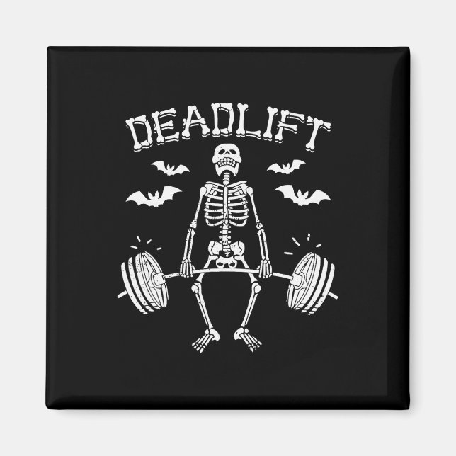 Imán Halloween divertida dice Skeleton Barbell Gym Work (Frente)