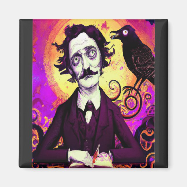Imán Halloween, Edgar Allen Poe, Raven, Nevermore (Frente)