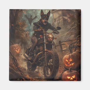 Imán Halloween en la motocicleta Kelpie australiana
