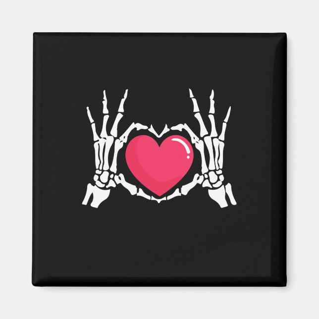 Imán Halloween en Skeleton Hand Heart (Frente)