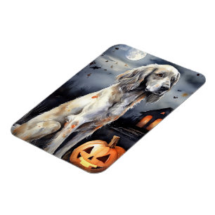 Imán Halloween English Setter With Pumpkins Scary
