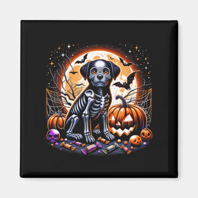 Imán Halloween esqueleto de perro (Frente)