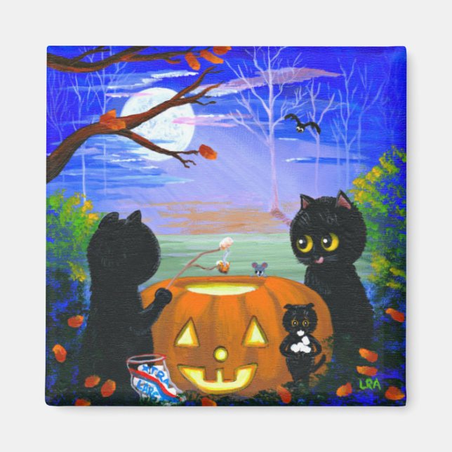 Imán Halloween Fall Black Cat Creationarts (Frente)