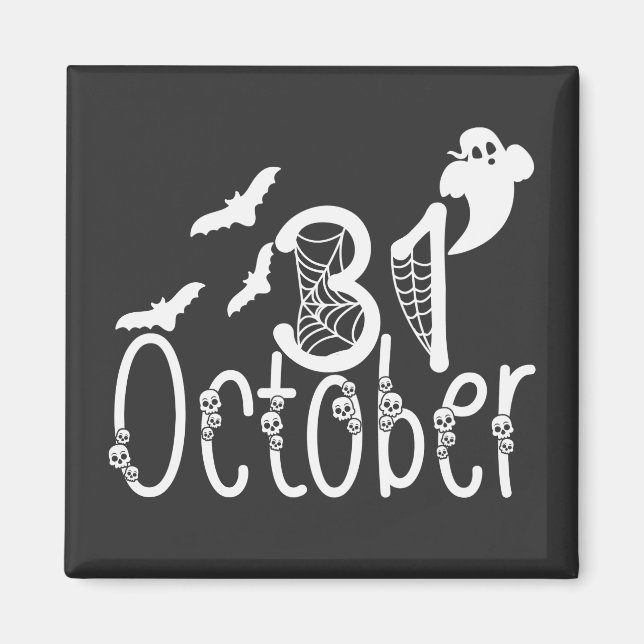 Imán Halloween fantasmal 31 de octubre (Frente)