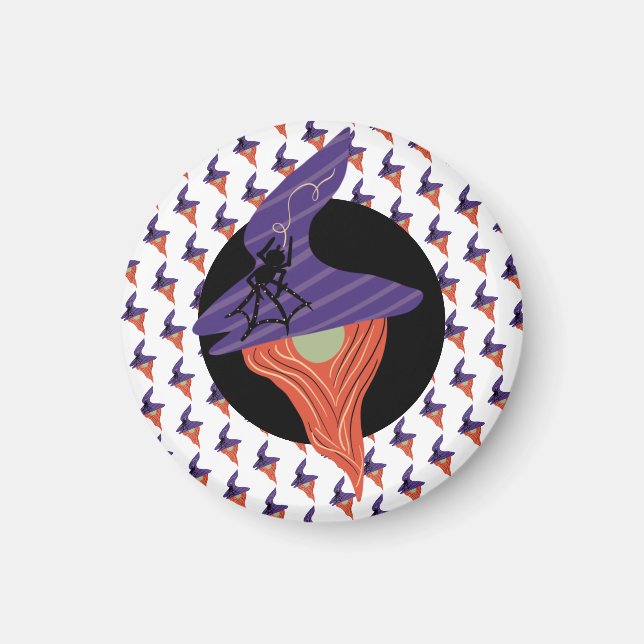 Imán Halloween Favor Cute Gnome Spider Doodle Pattern (Frente)