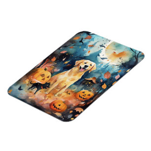 Imán Halloween Finlandés Lappund Con Calabazas Temerosa