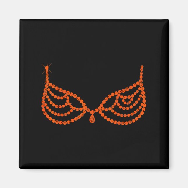 Imán Halloween Funny Showgirl Orange Crystal Bra Lazy C (Frente)