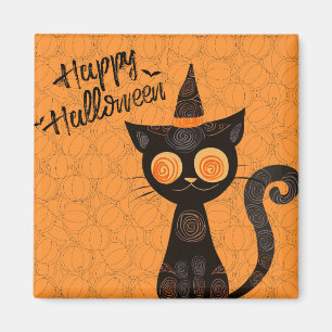 Imán Halloween/gato/calabaza/otoño