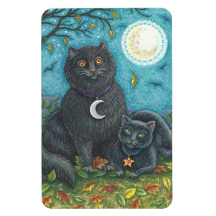 Imán HALLOWEEN GATOS NEGROS, Rectángulo FOLK ART MAGNET