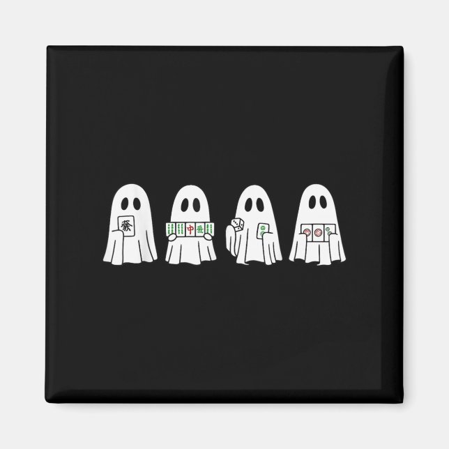 Imán Halloween Ghost Playing Mahjong Soky Season Game D (Frente)