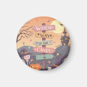 Imán Halloween Girly - Camino de bruja al dulce