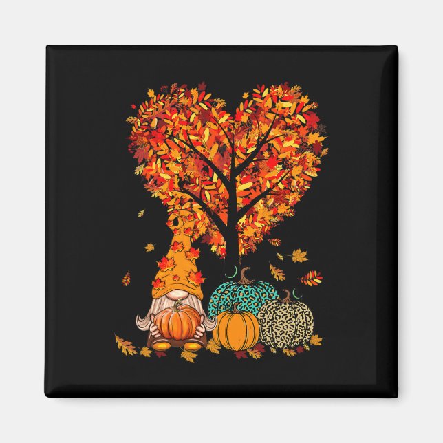 Imán Halloween Gnome Cute Calabaza Otoño Fall Holiday W (Frente)