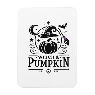 Imán Halloween Gorra de brujas y diseño de calabaza art