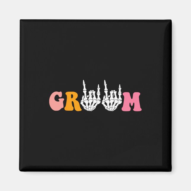 Imán Halloween Groom Bride Skeleton Boda Bachel (Frente)