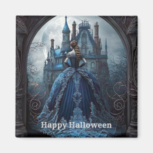 Imán Halloween Hauned House Blue Night Scary