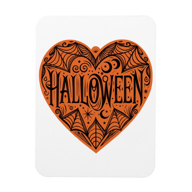 Imán Halloween Heart, Orange Heart Shape, Holiday (Vertical)