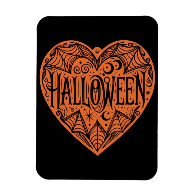Imán Halloween Heart, Orange Heart Shape, Holiday (Vertical)