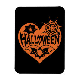 Imán Halloween Heart, Orange Heart Shape, Spider Web