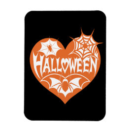 Imán Halloween Heart, Orange Heart Shape, Spider Web